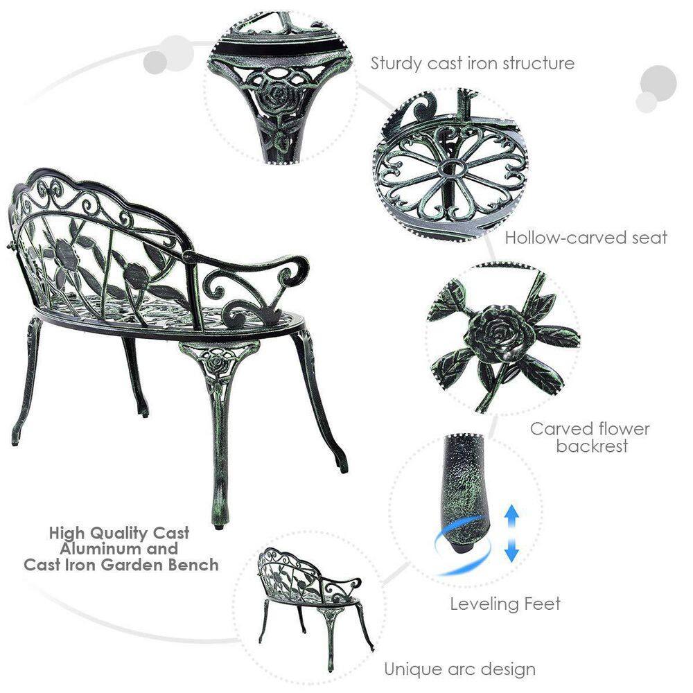 Green Aluminum Patio Outdoor Garden Bench Chair