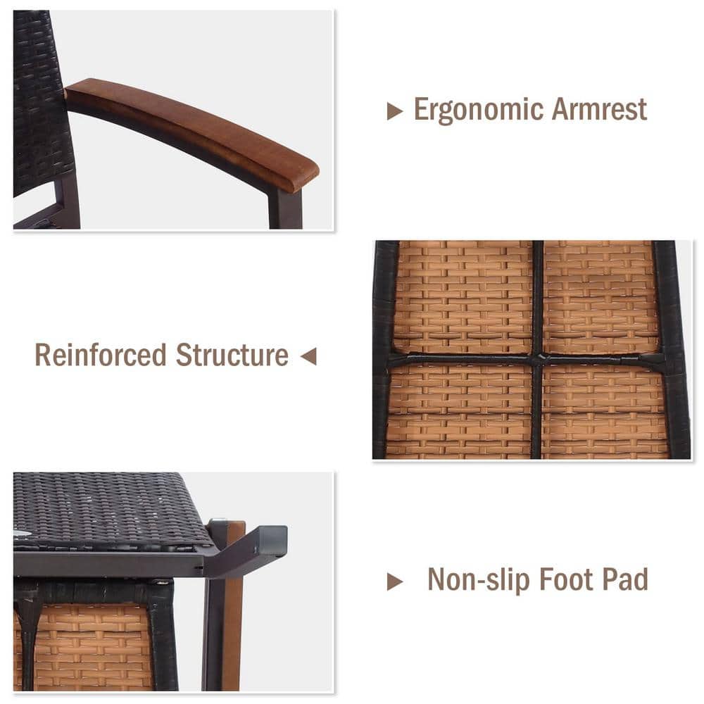 Black Wicker Stackable Outdoor Dining Chair (Set of 2)