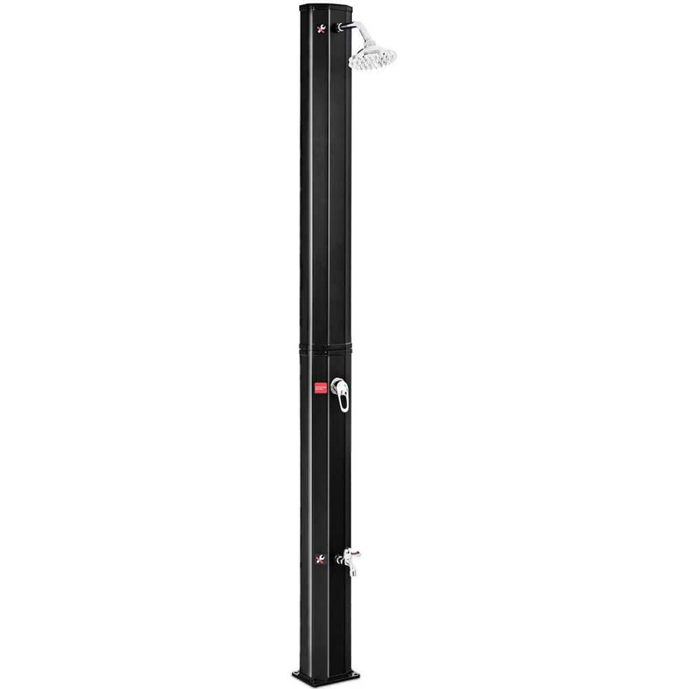 Black 7.2 ft. Solar Heated Shower with Free-Rotating Shower Head and 9.3 Gal. Water Tank Capacity