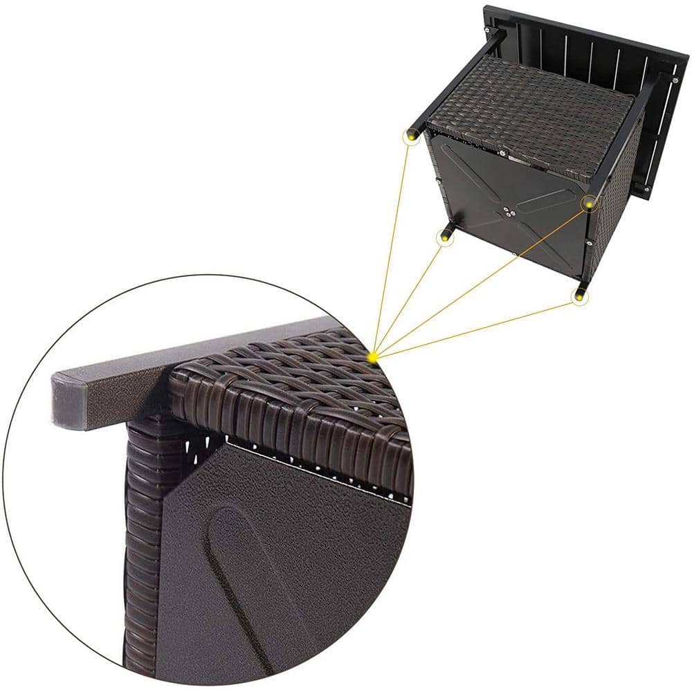 Black Wicker Outdoor Side Table with Umbrella Hole
