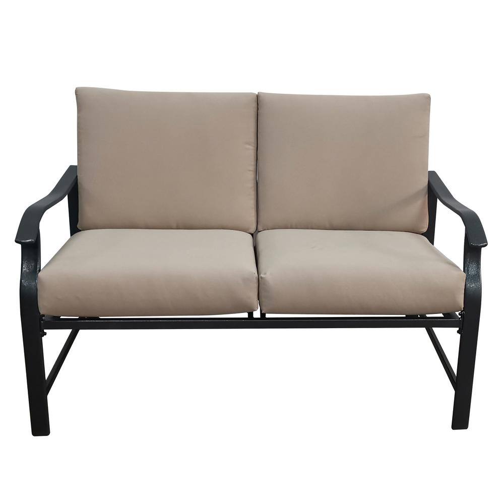 Black 5-Piece Steel Furniture Set Outdoor Patio Conversation Set with Gray Cushions