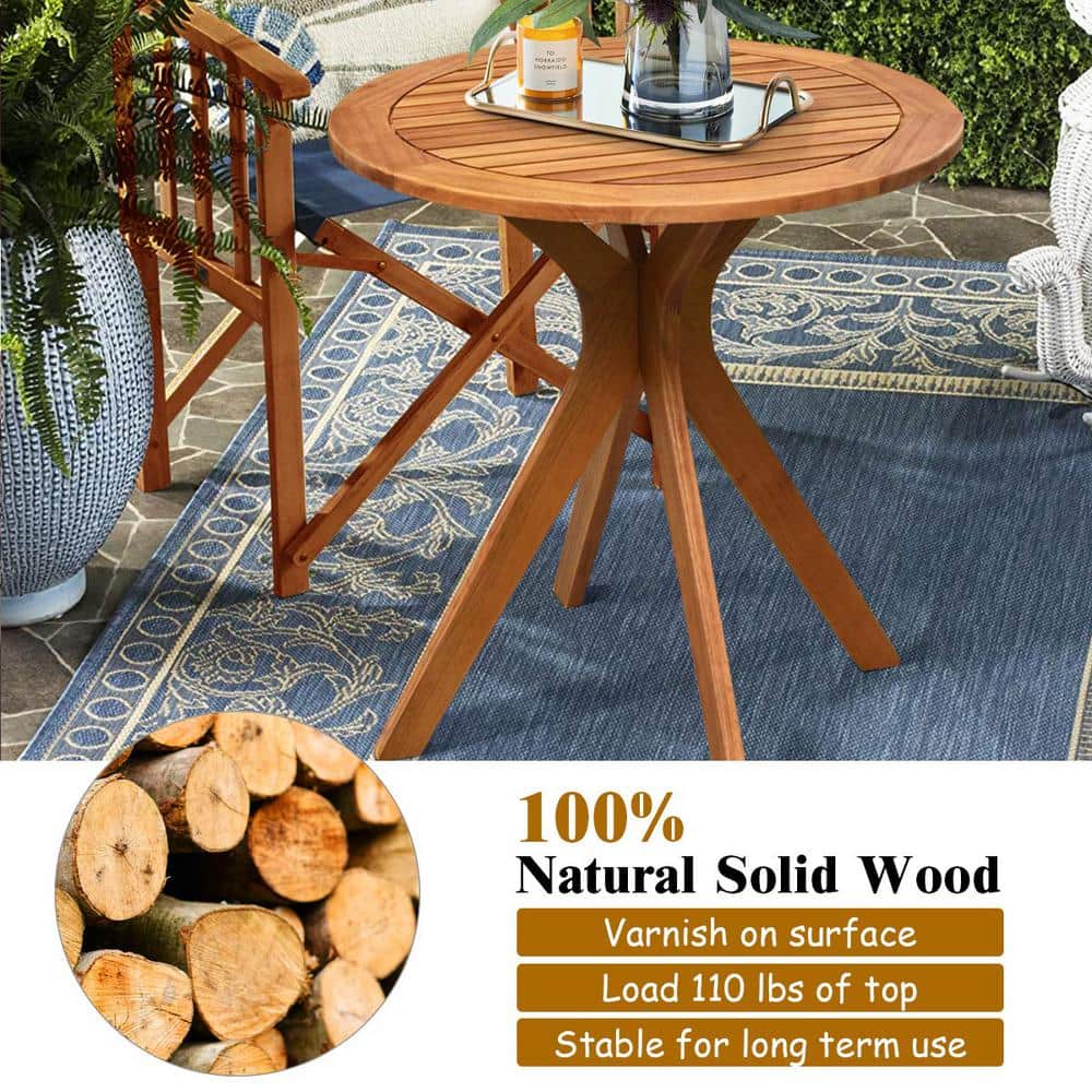 27 in. Round Wood Outdoor Dining Table