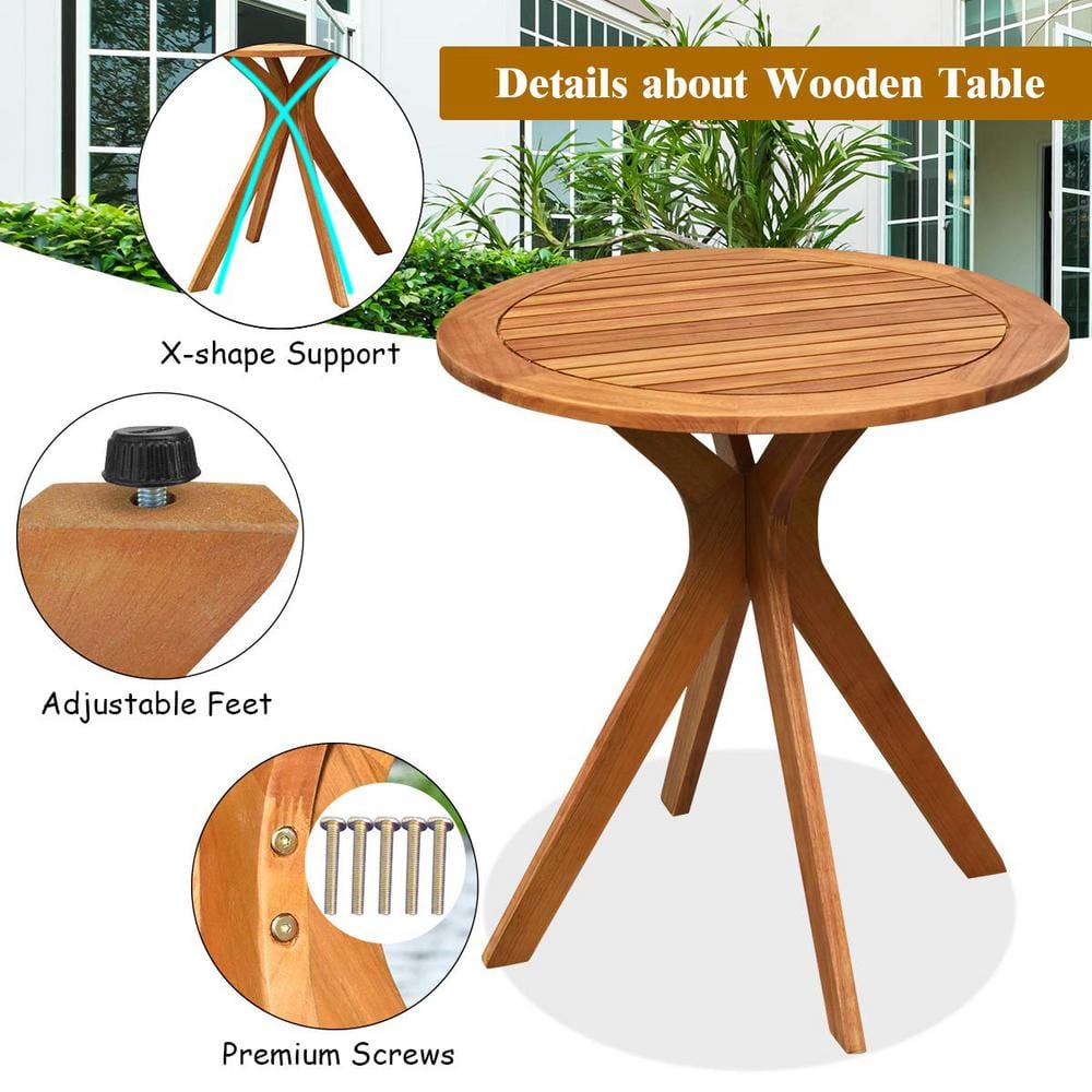 27 in. Round Wood Outdoor Dining Table