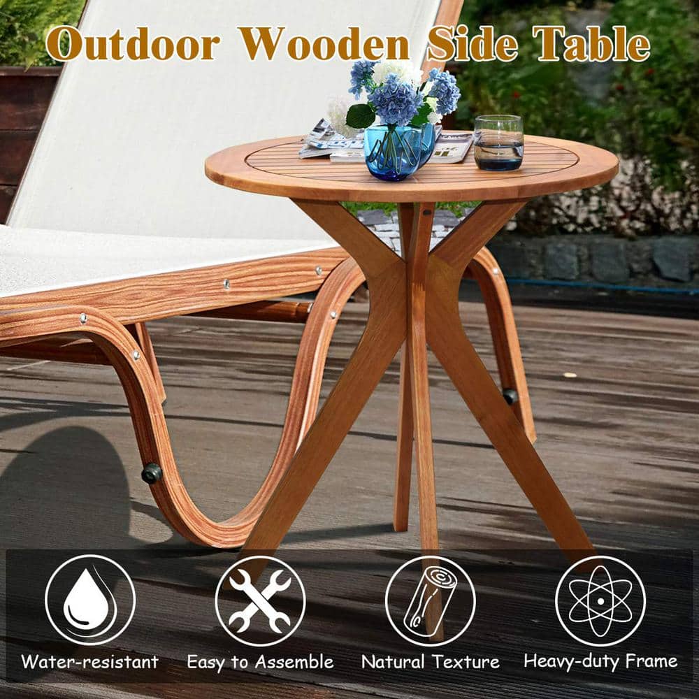 27 in. Round Wood Outdoor Dining Table
