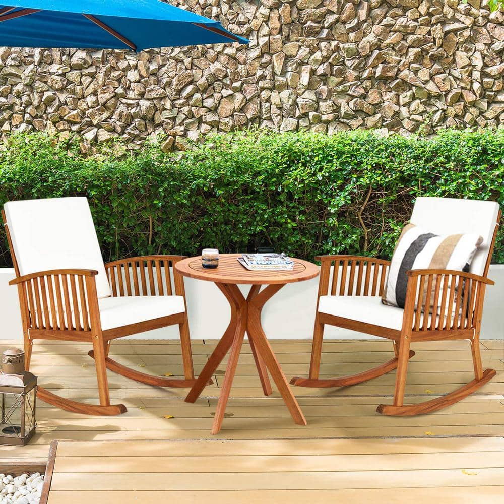 27 in. Round Wood Outdoor Dining Table