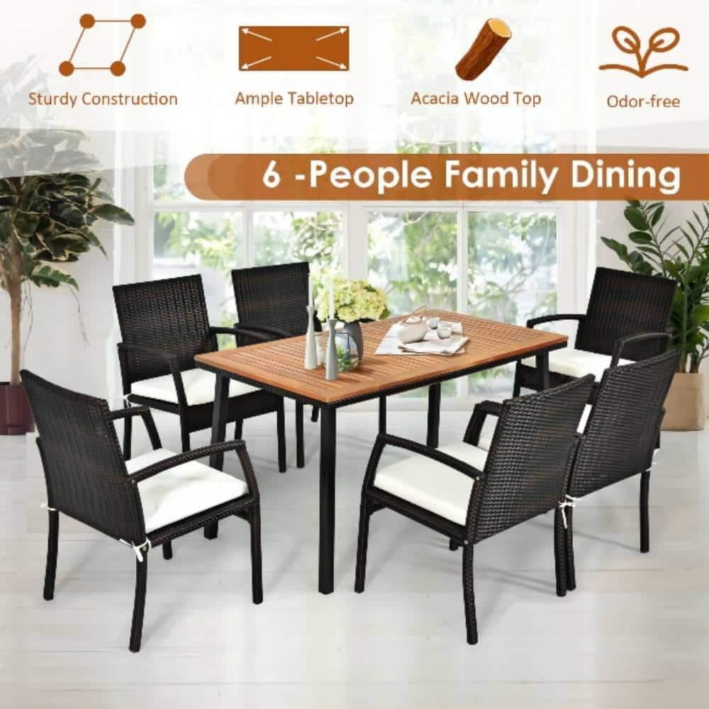 55 in. Wicker Outdoor Dining Table with Umbrella Hole