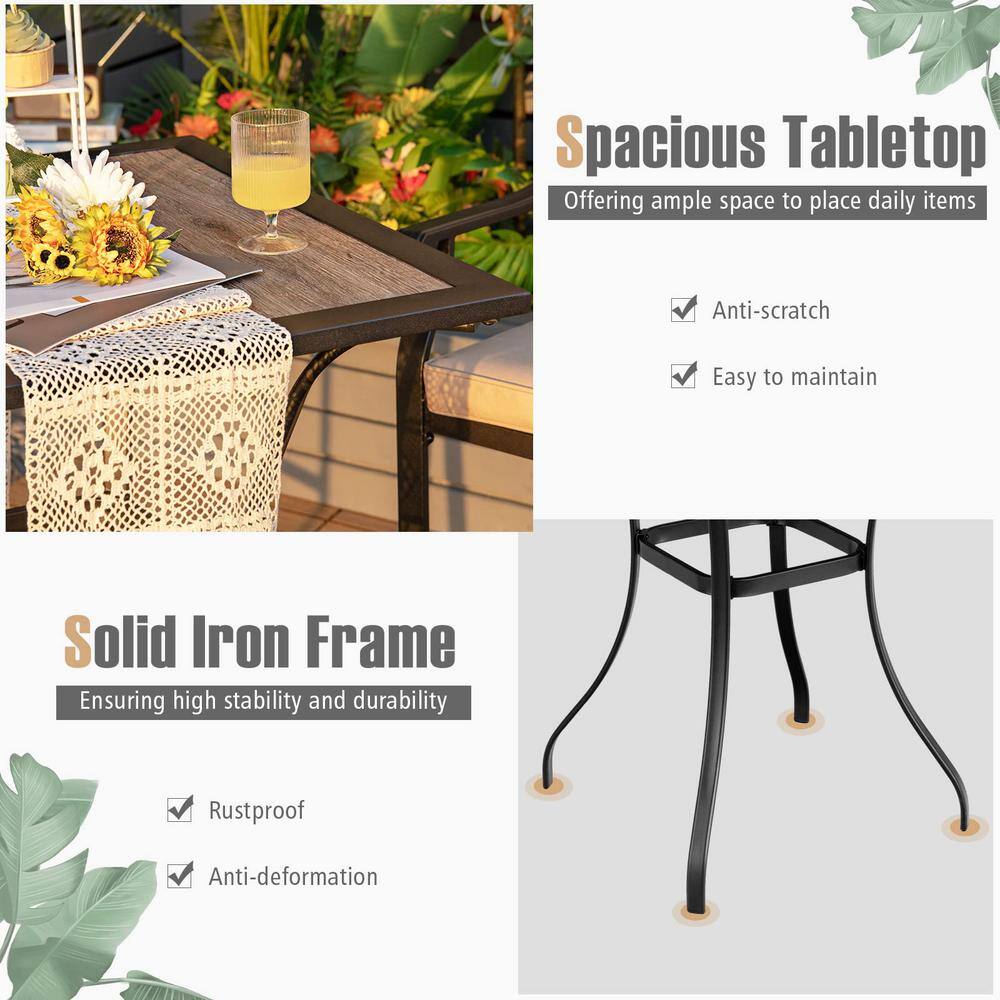 Black Square Wood Outdoor Dining Table