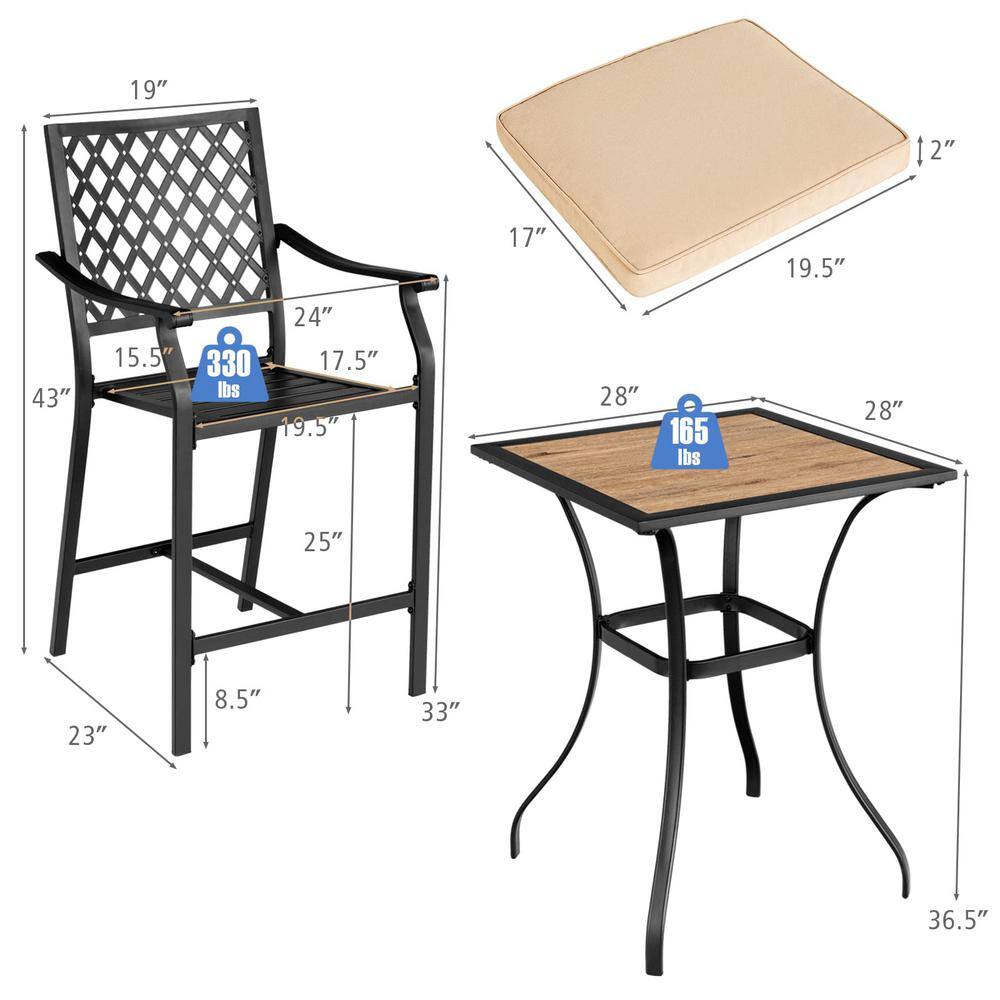 Black Square Wood Outdoor Dining Table