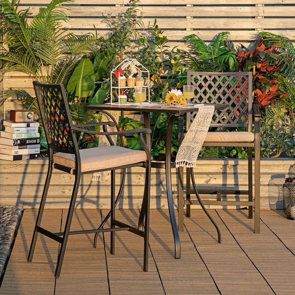 Black Square Wood Outdoor Dining Table