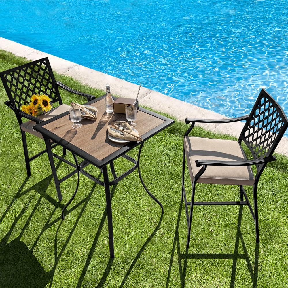Black Square Wood Outdoor Dining Table