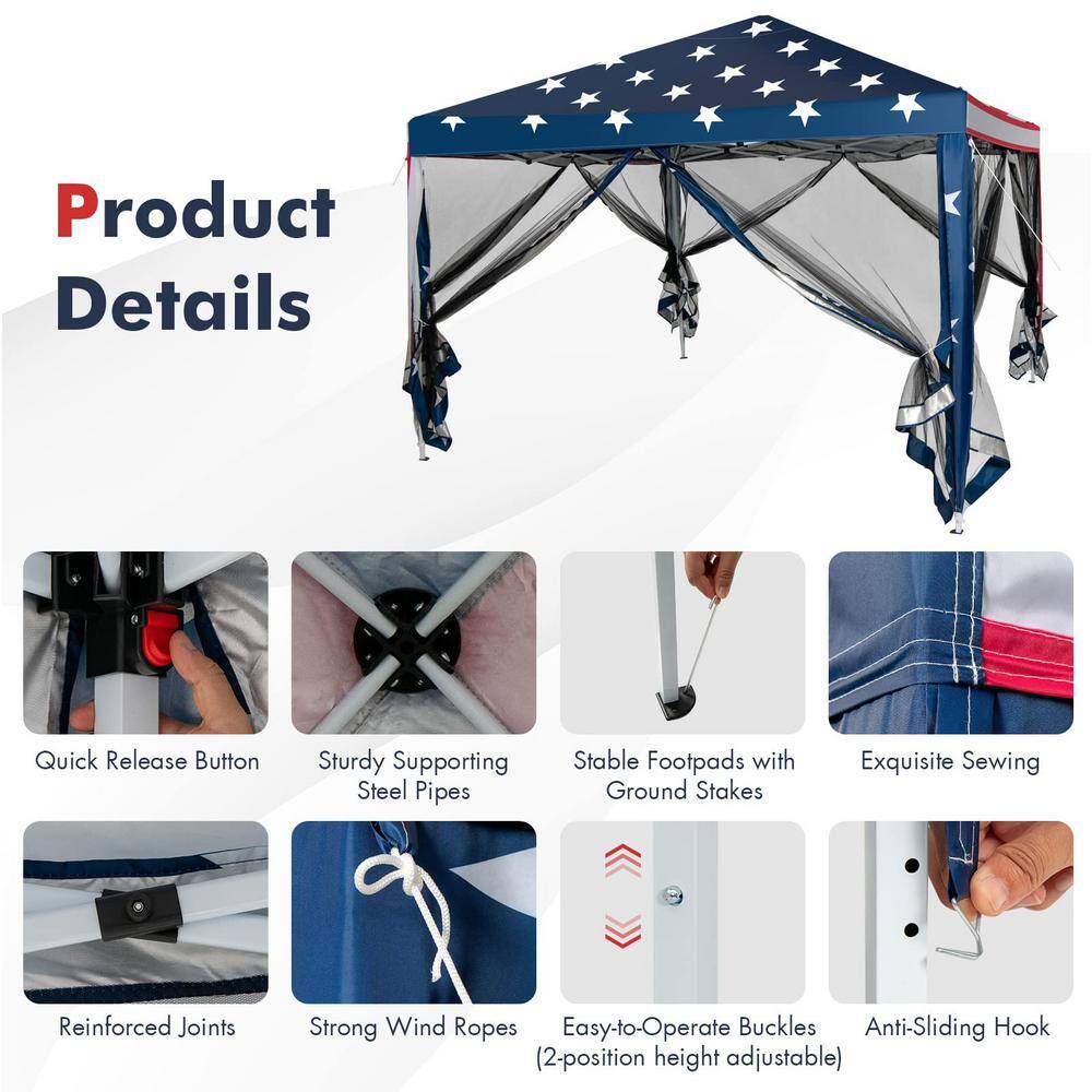 10 ft. x 10 ft. Pop-up Canopy Vendor Tent with Removeable Mesh Walls