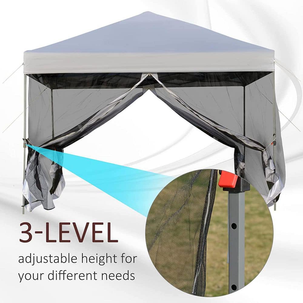 10 ft. x 10 ft. White Pop Up Canopy Party Tent with Mesh Curtains