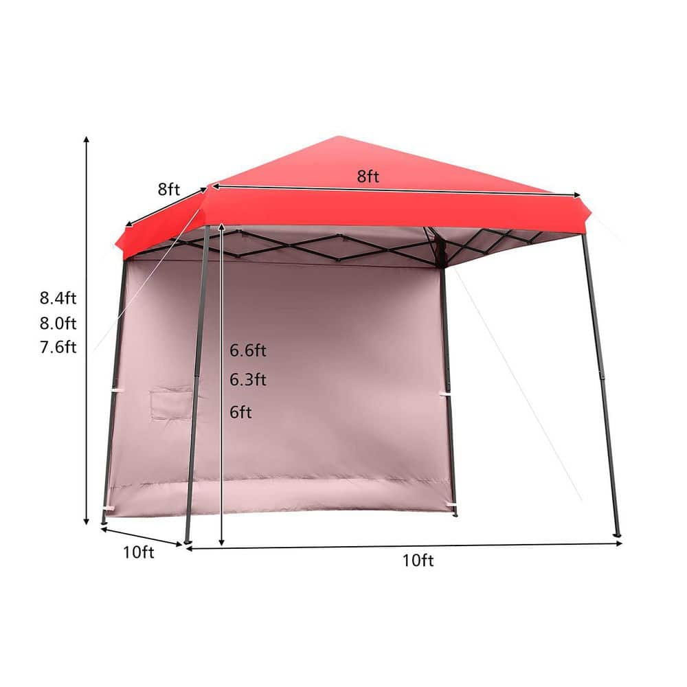 10 ft. x 10 ft. Red Pop Up Tent Instant Canopy with Roll-up Side Wall