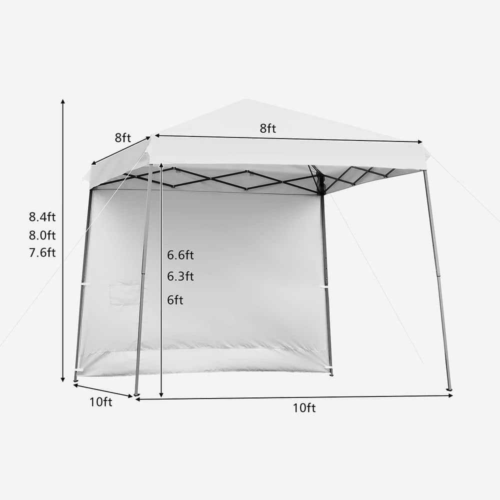 10 ft. x 10 ft. White Pop Up Tent Instant Canopy with Roll-up Side Wall