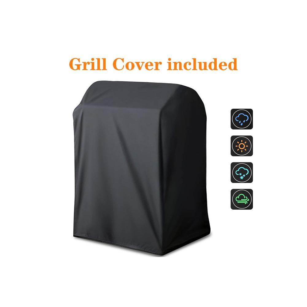 Heavy-Duty Portable Charcoal Grill in Black with Foldable Side Shelves and Cover