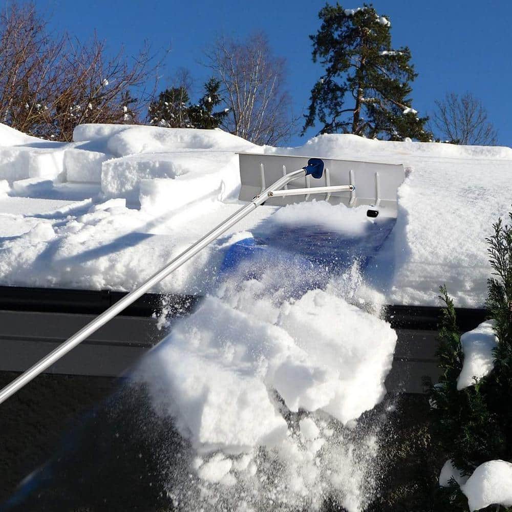 240 in. Outdoor Extendable Aluminum Sturdy Lightweight Roof Snow Rake with Anti-Skid Handle