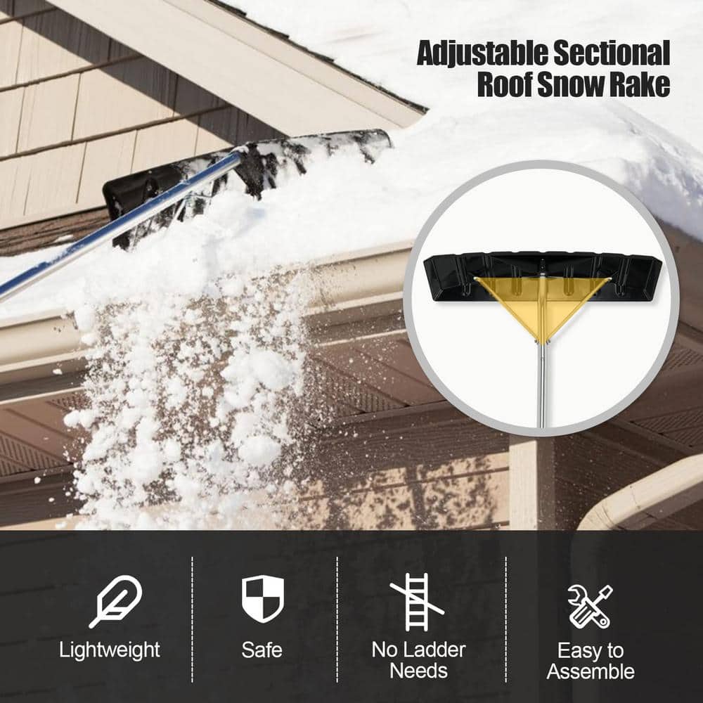 5.5 in. Snow Rake Shovel for Roof Cleaning with 20 ft. Extendable Lightweight Aluminum Handle