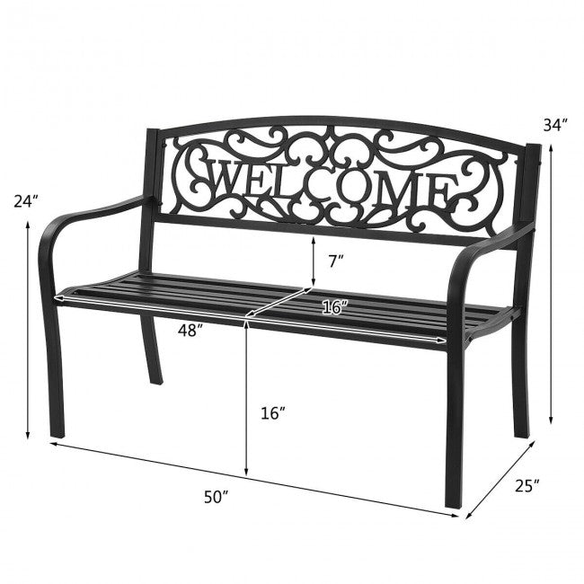 SUGIFT Garden Bench with Elegant Bronze Finish and Durable Metal Frame,Black