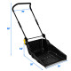 58 in. Steel Handle Plastic Folding Snow Shovel Pusher Scoop in Black with Wheels