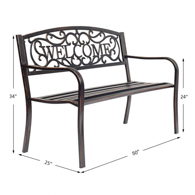 SUGIFT Garden Bench with Elegant Bronze Finish and Durable Metal Frame,Bronze