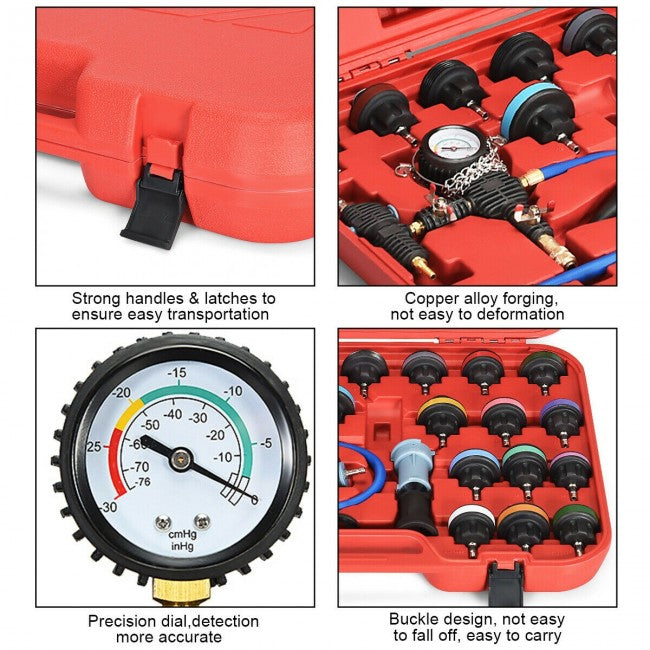 SUGIFT 28 Pcs Pressure Tester Vacuum-Type,Cooling System Refill Kit