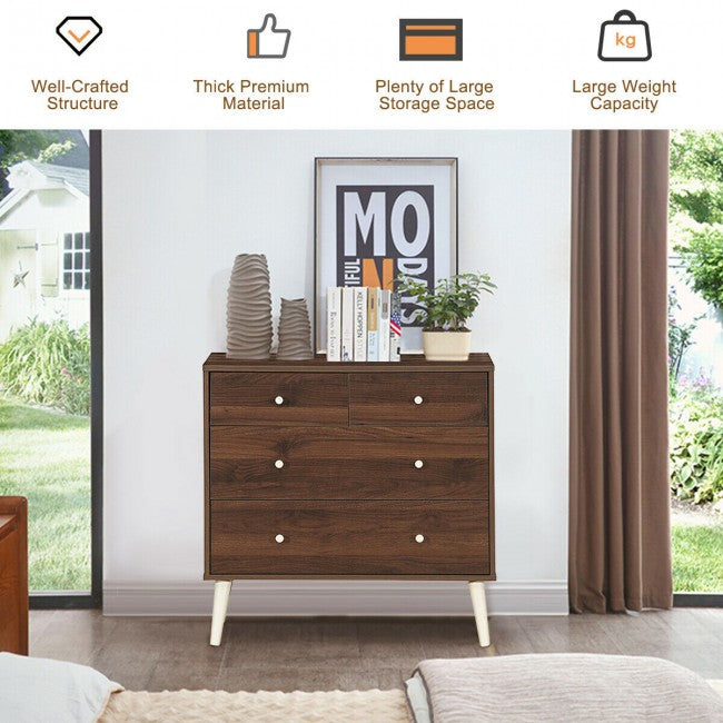 SUGIFT 4-Drawer Dresser Cabinet Storage Organizer Rubber Leg with Rail