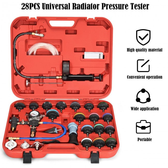 SUGIFT 28 Pcs Pressure Tester Vacuum-Type,Cooling System Refill Kit