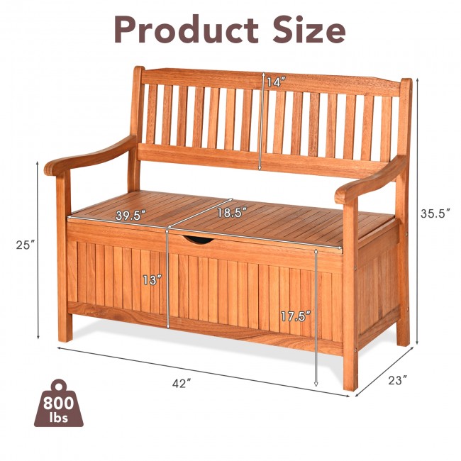 SUGIFT 42 Inch Storage Deck Box Solid Wood Seating Container