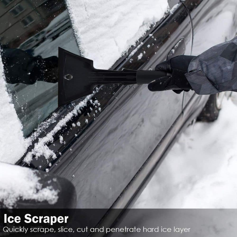 35 in. Aluminum Handle Plastic Snow Shovel with Ice Scraper and Snow Brush