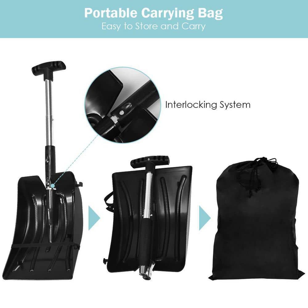 35 in. Aluminum Handle Plastic Snow Shovel with Ice Scraper and Snow Brush