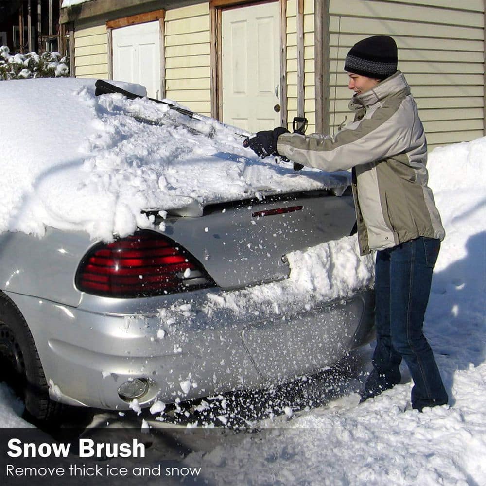 35 in. Aluminum Handle Plastic Snow Shovel with Ice Scraper and Snow Brush