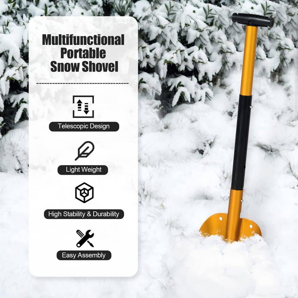 32.5 in. Aluminum Handle Aluminum Snow Shovel with Anti-Skid Handle and Large Blade