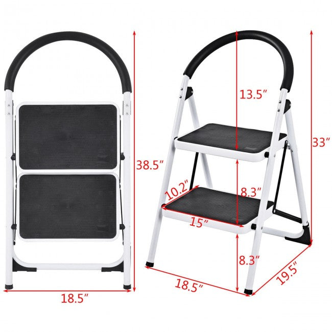 SUGIFT 2.75 Ft Folding Step Stool with Iron Frame & Anti-Slip Pedals for 330lbs Capacity