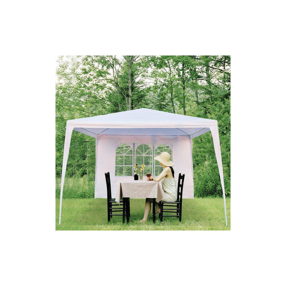 10 ft. x 10 ft. White Canopy Tent Heavy-Duty Wedding Party Tent Canopy with 4 Removable Side Walls