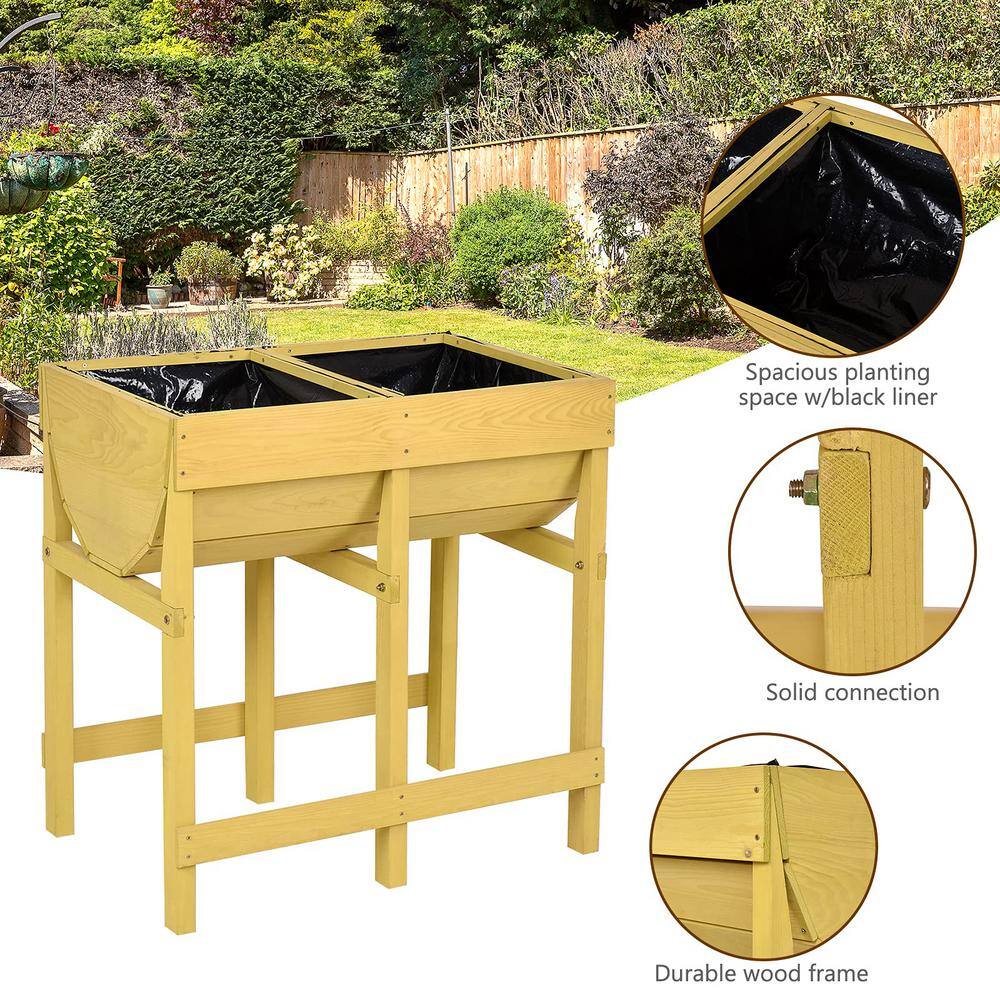 28 in. L x 18 in. W x 28.5 in. H Fir Wood Elevated Garden Bed with Liner